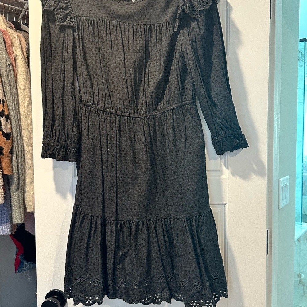 Black Eyelet Midi Dress